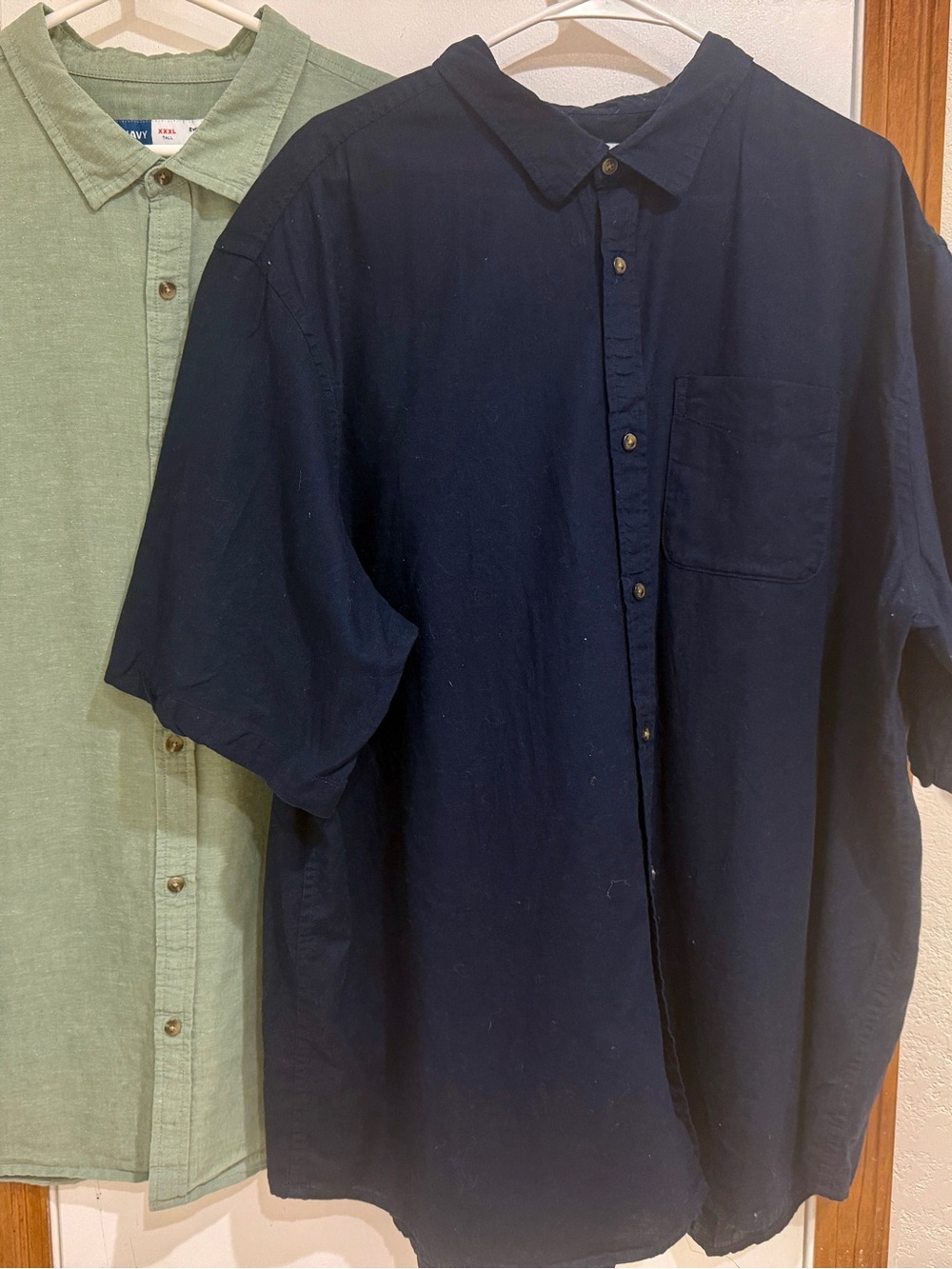Old Navy Navy and Sage Green Short-Sleeve Button-Down Shirts Duo 4XL Tall
